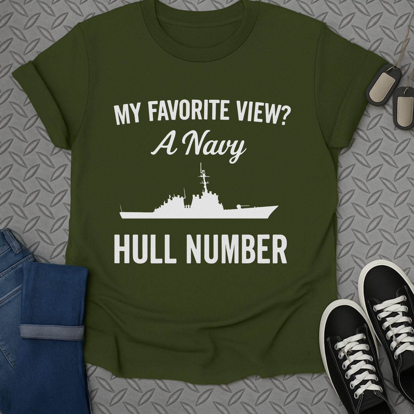 my favorite view a navy hull number tshirt
