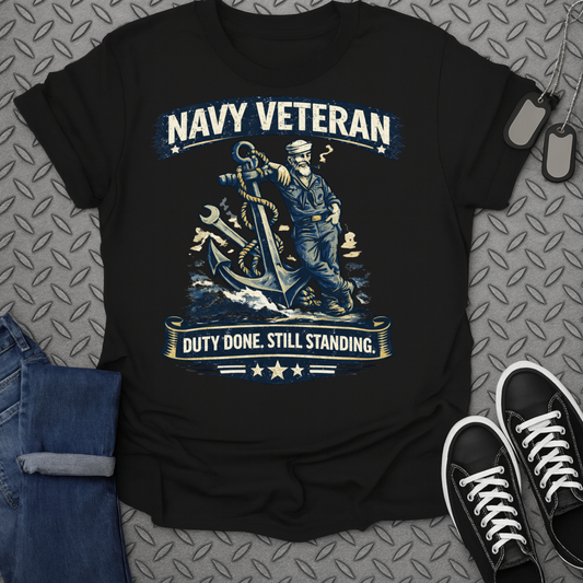 Navy Veteran Duty Done Still Standing Graphic Tee