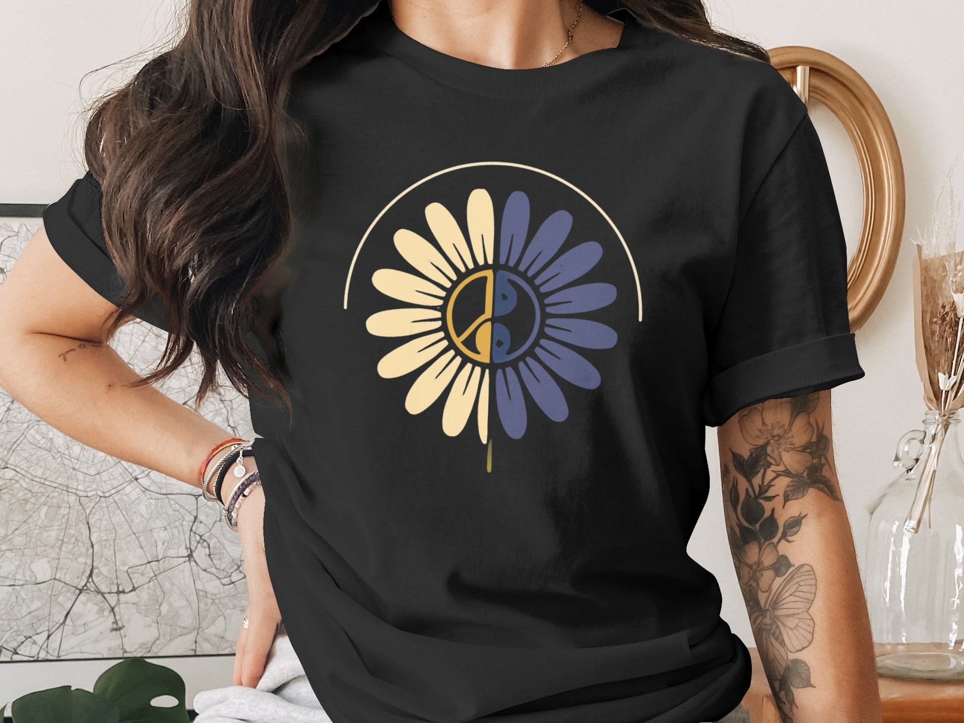 Peace Sign Sunflower Graphic Tee shirt product