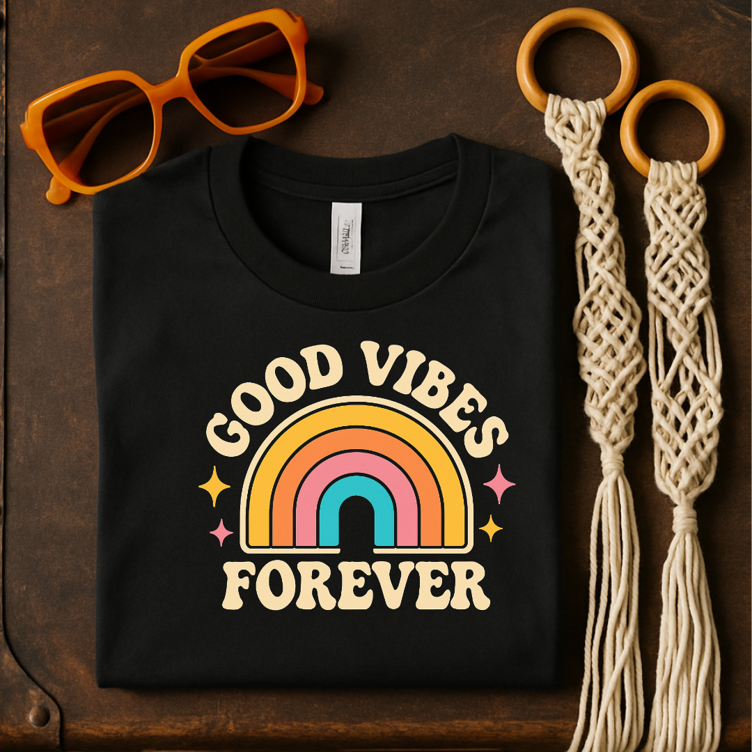 Good Vibes Forever Rainbow Graphic Shirt product