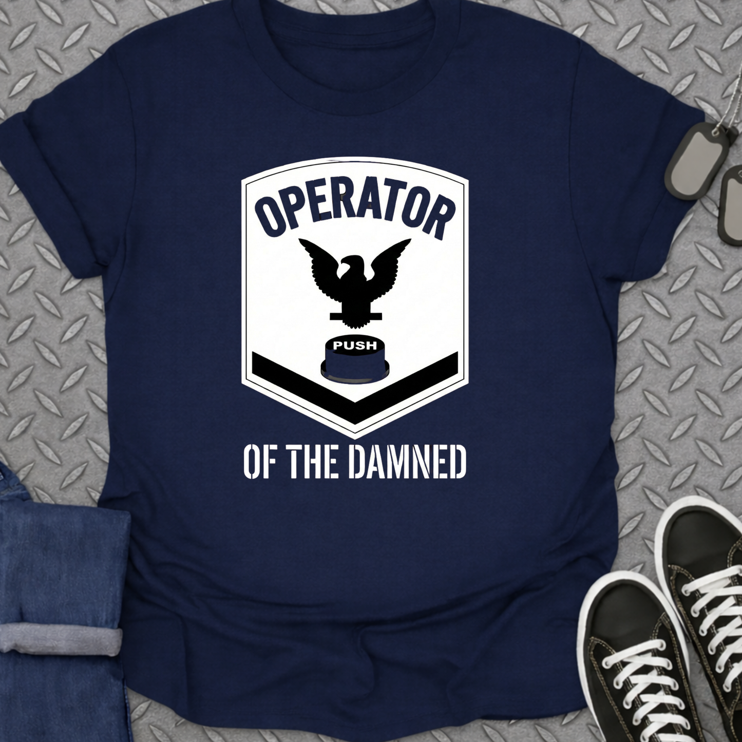 Operator Push Of The Damned Graphic T-shirt Product