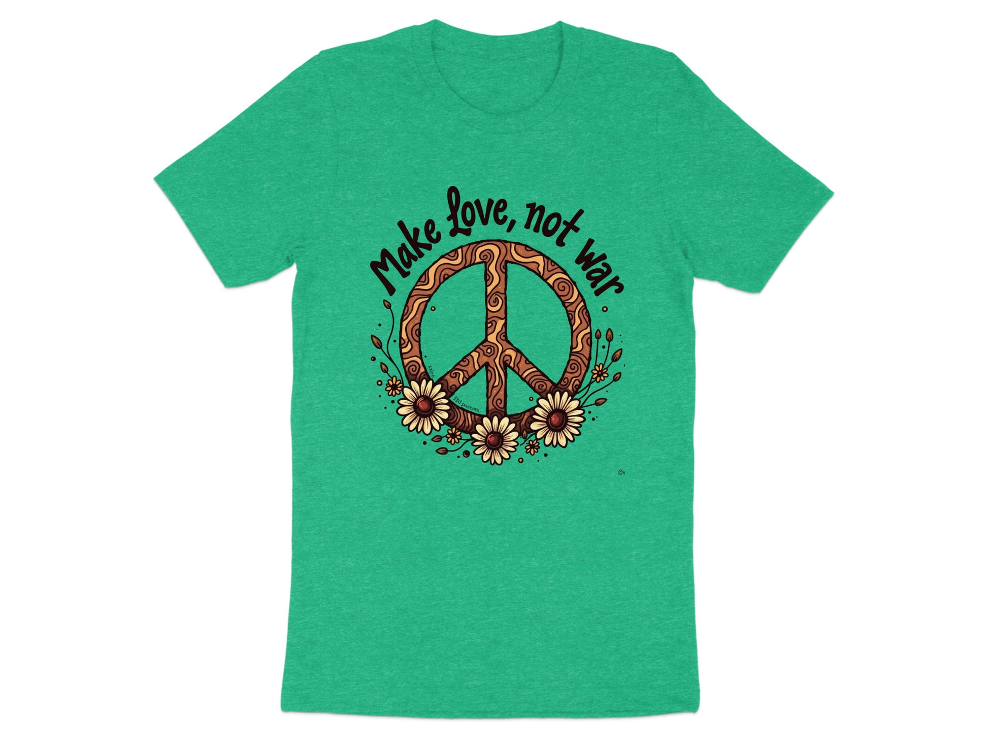 Make Love Not War Peace Sign Flowers Graphic T-shirt