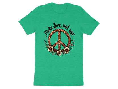 Make Love Not War Peace Sign Flowers Graphic T-shirt