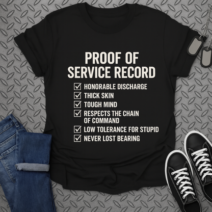 Proof of Service Record Checklist T-shirt