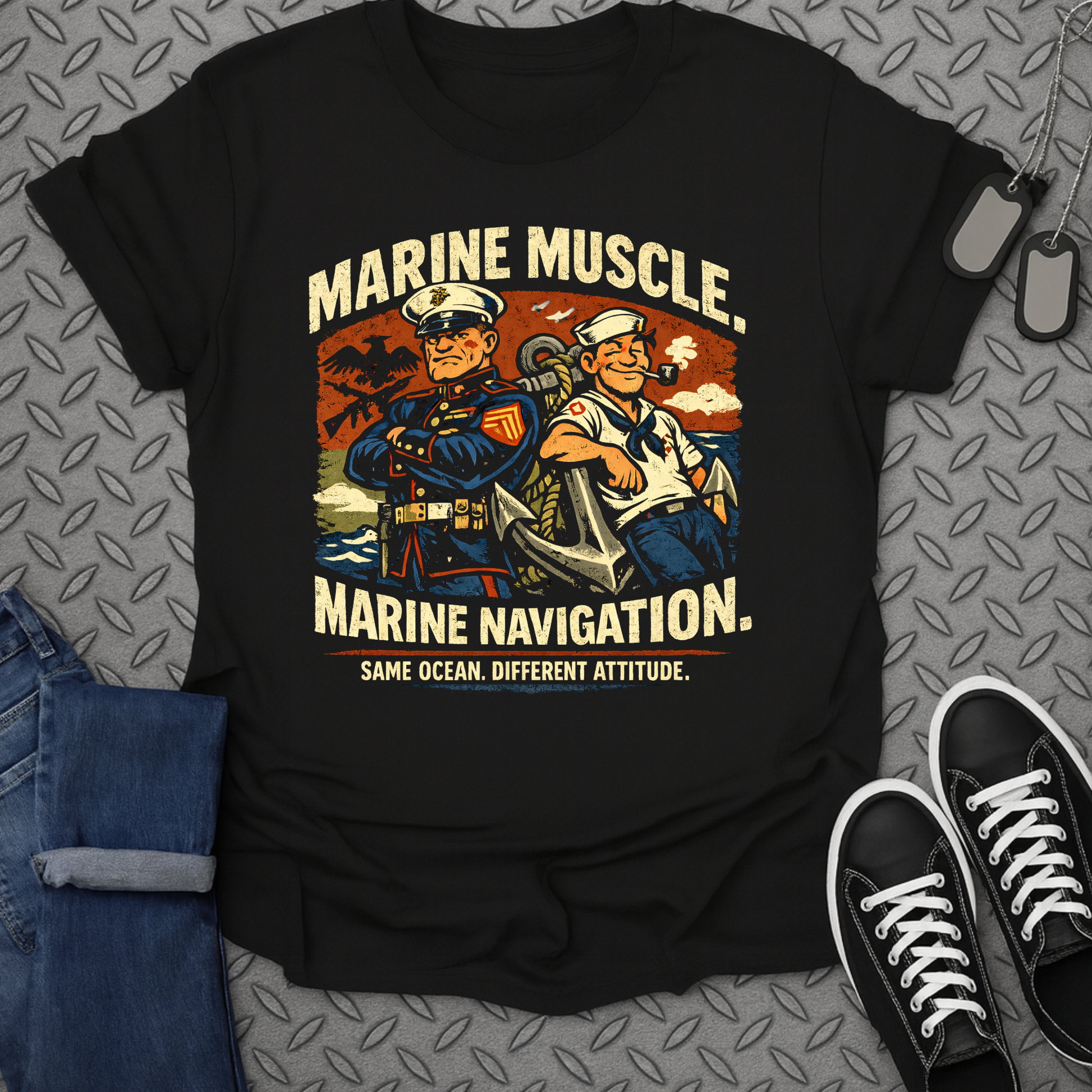 Marine Muscle Marine Navigation Graphic T-Shirt