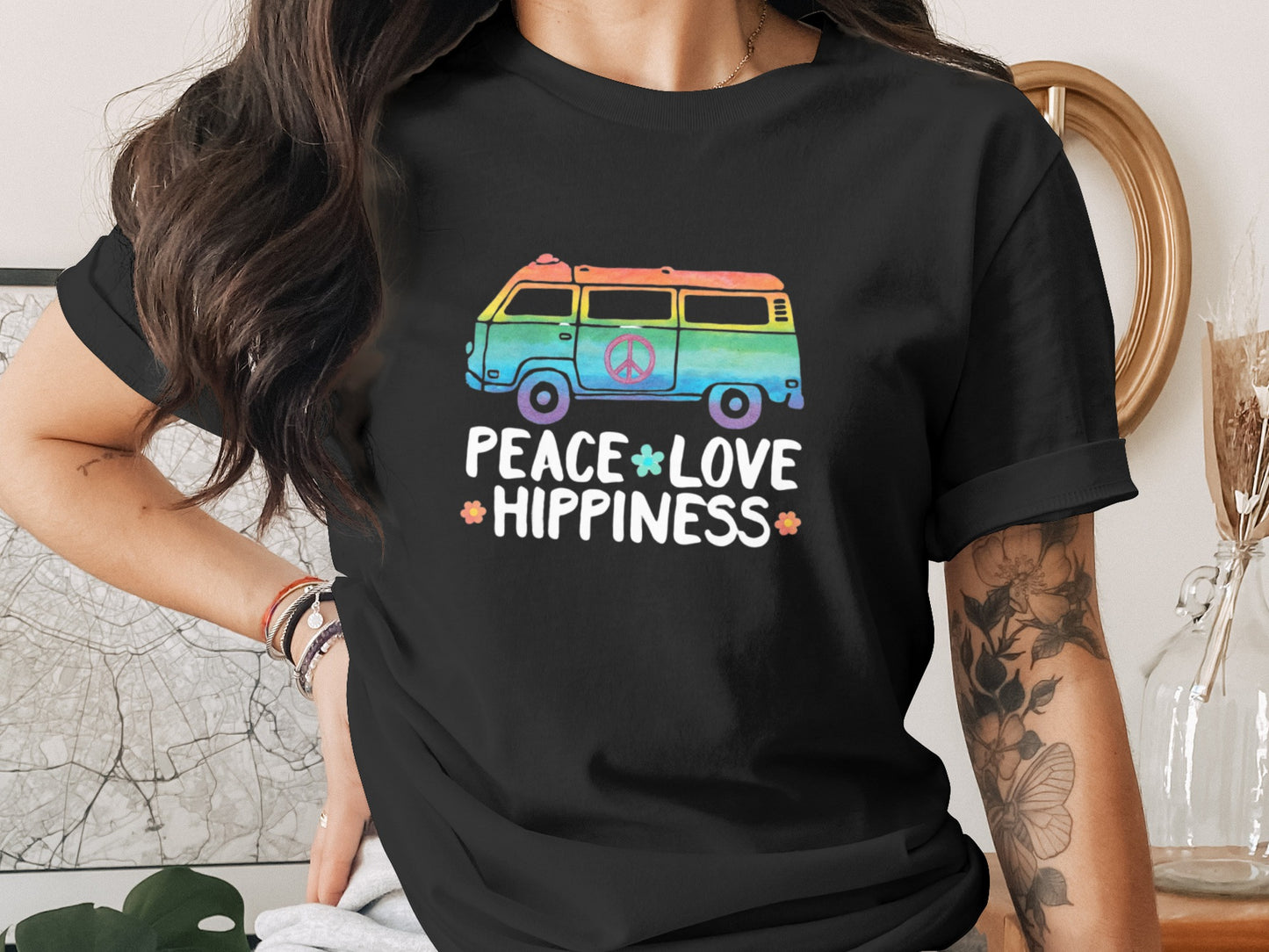 Peace Love Hippiness Van Vintage Style Shirt