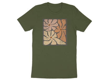 Vintage Floral Design Olive Green T-shirt product
