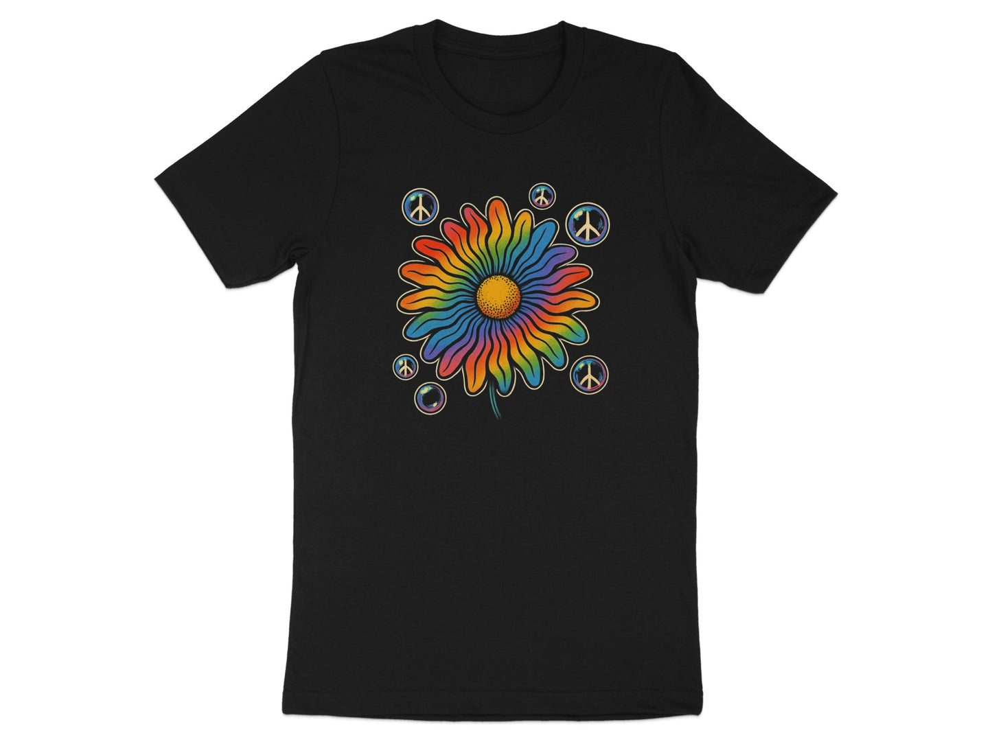 Bright Peaceful Flower and Peace Signs T-shirt product type