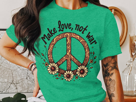 Make Love Not War Peace Sign Graphic Shirt product