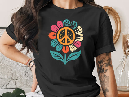 Colorful Peace Sign Flower Graphic T-Shirt product