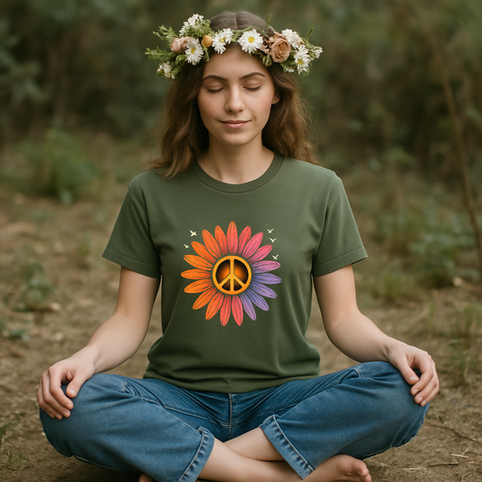 Peace Symbol Flower Graphic T-Shirt product type