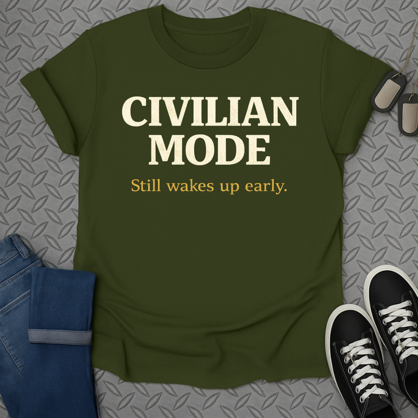 CIVILIAN MODE Still wakes up early. T-shirt