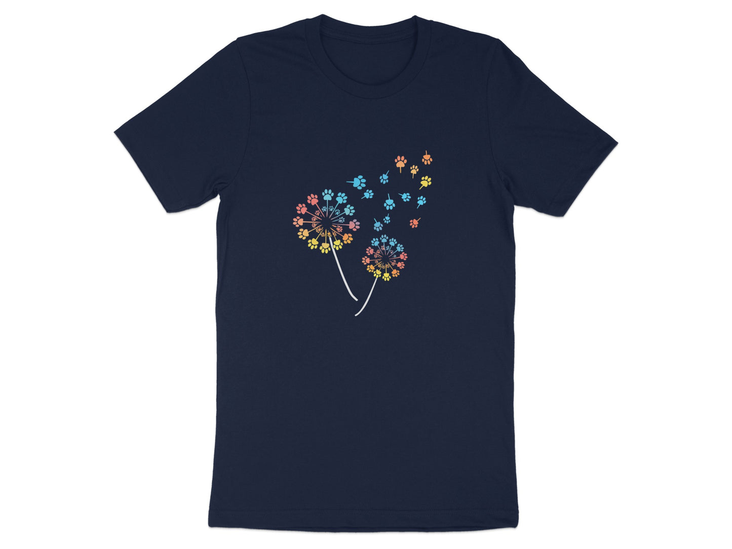 Vibrant Floral and Paw Print Graphic Design T-shirt product