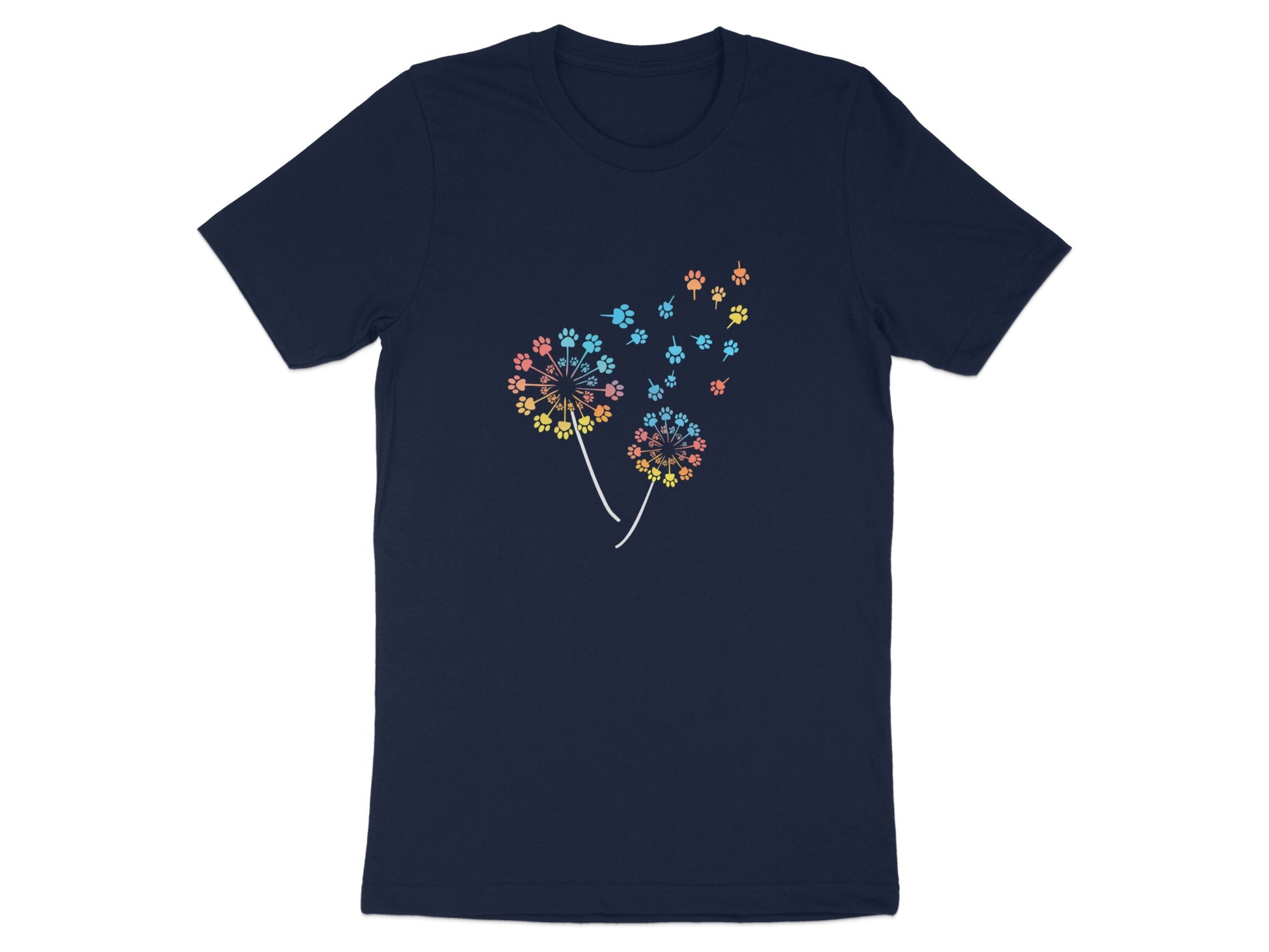 Vibrant Floral and Paw Print Graphic Design T-shirt product