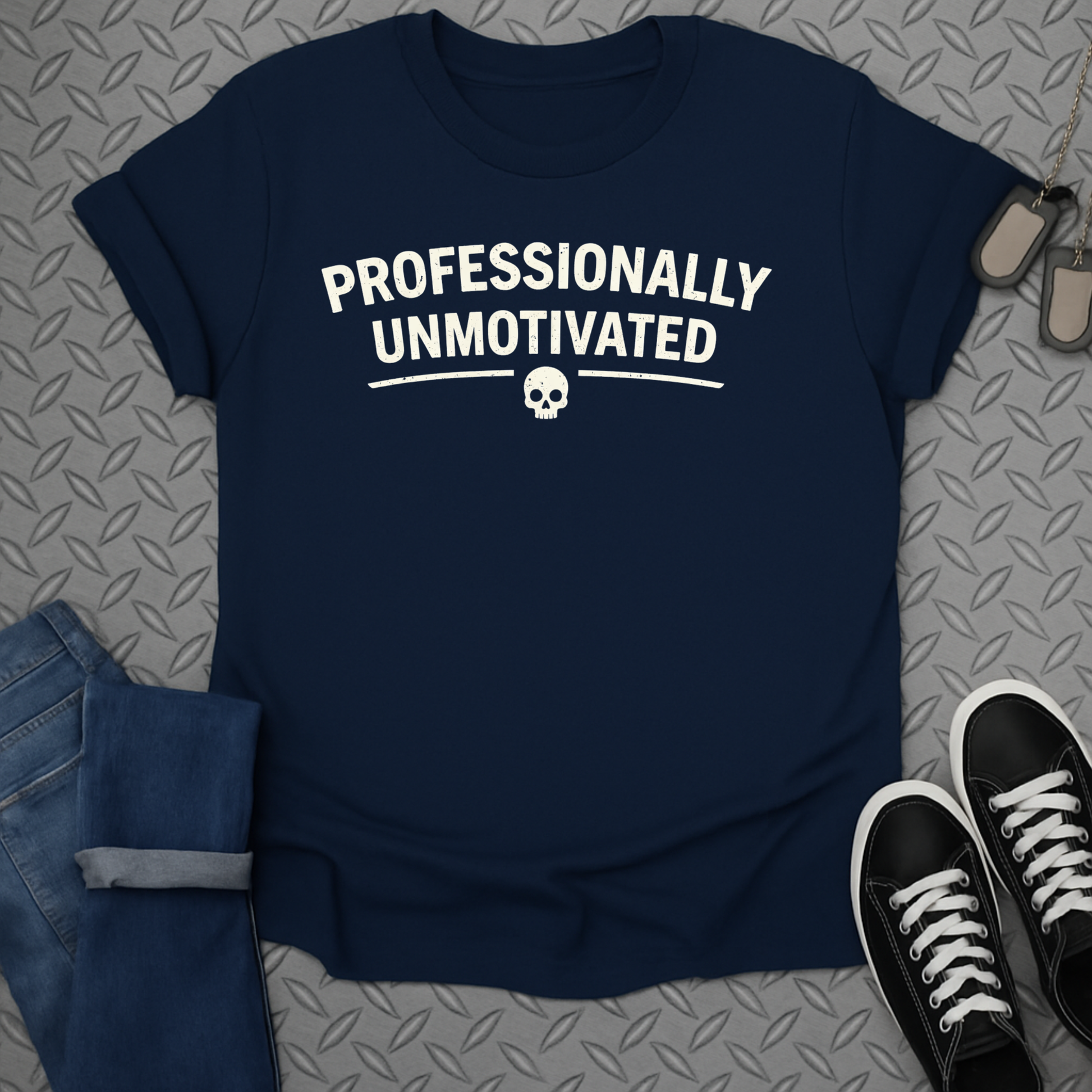 Professionally Unmotivated Skull Graphic T-Shirt