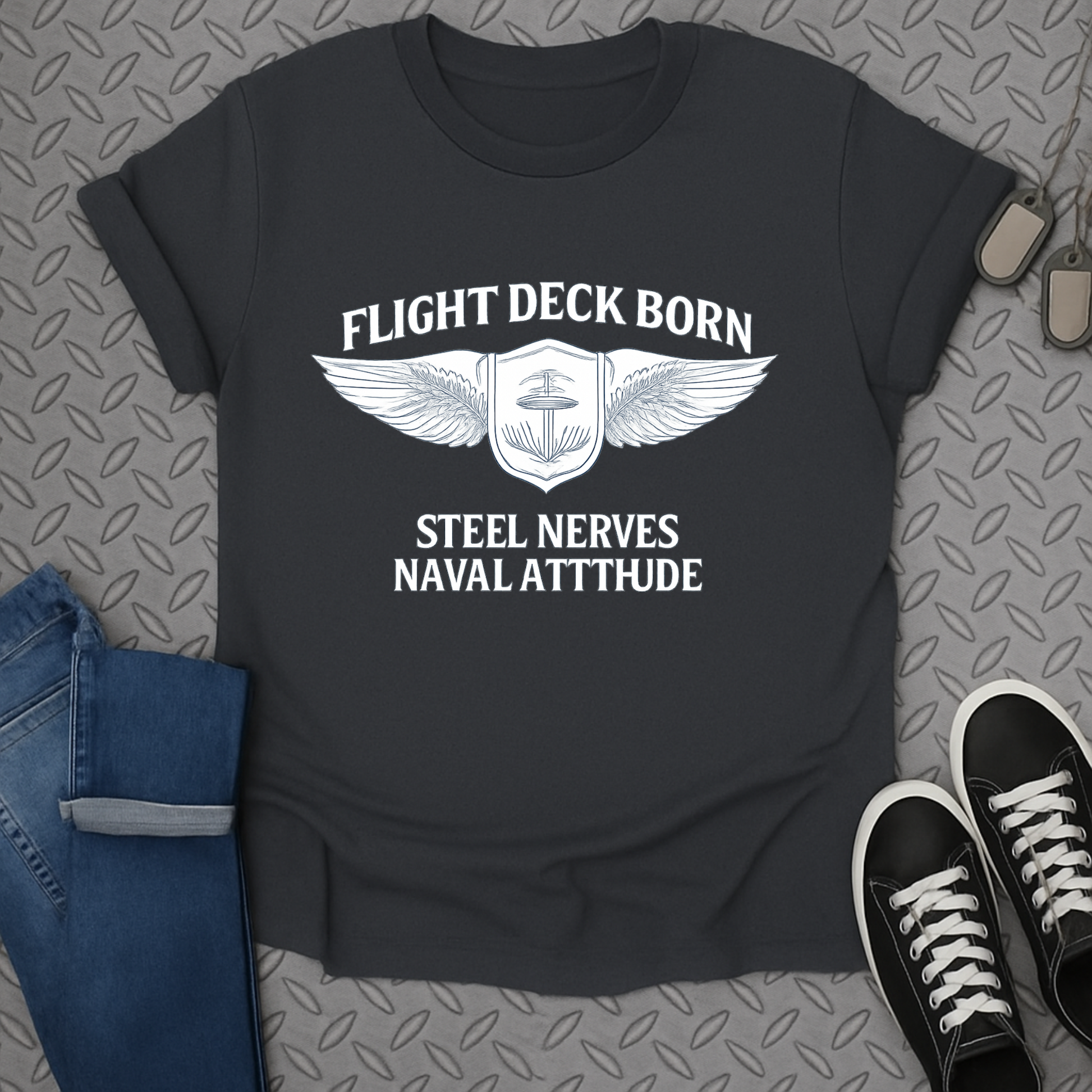 Flight Deck Born Steel Nerves Naval Attitude Shirt