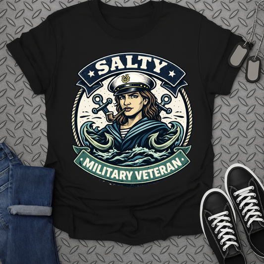 Salty Military Veteran Sailor Graphic Tee Shirt