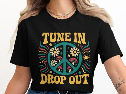 Tune In Drop Out Peace Sign Graphic Tee product