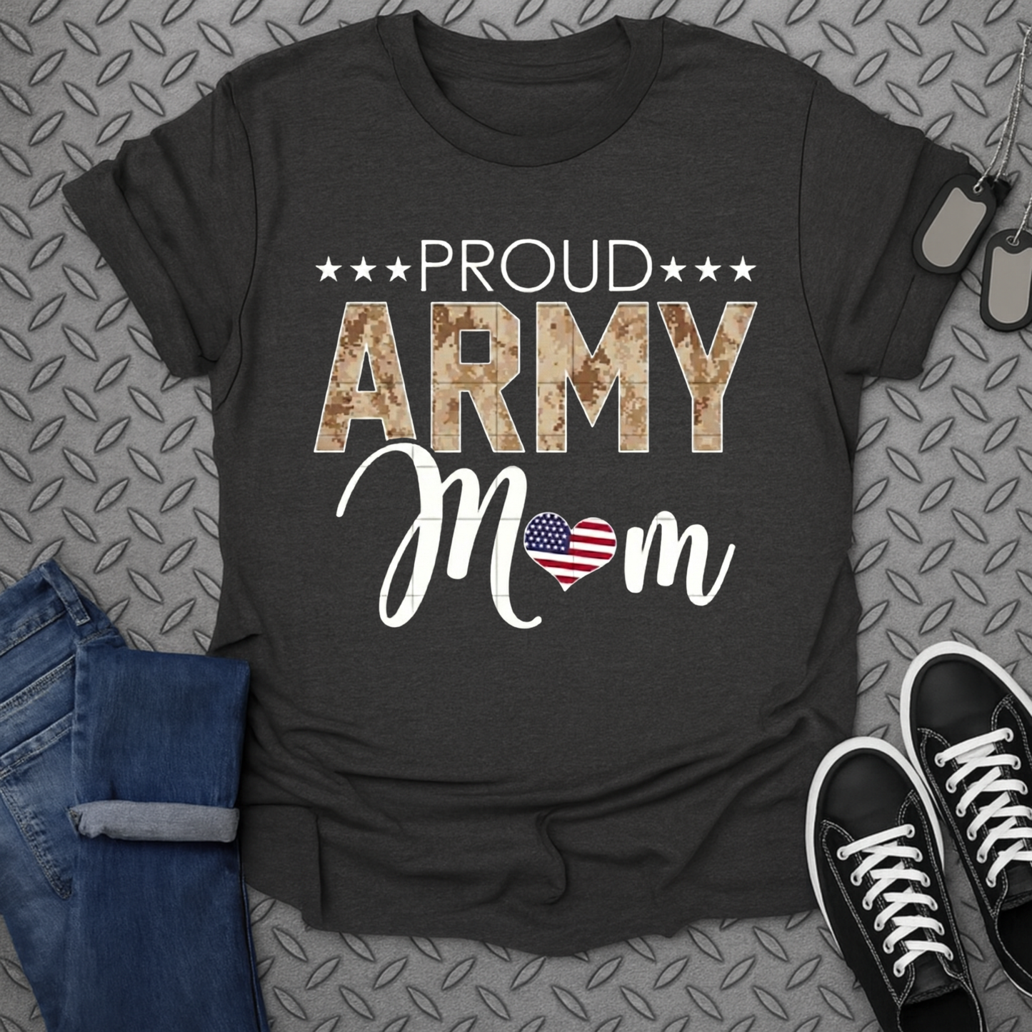 Proud Army Mom Graphic T-Shirt Military Family Gift