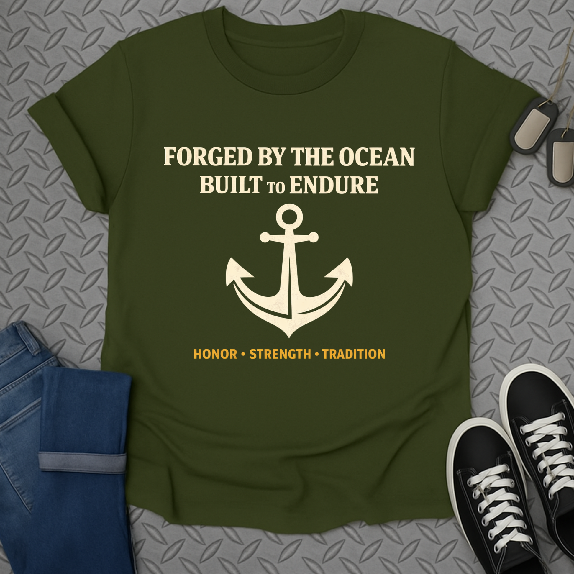 Forged by the Ocean Built to Endure Anchor T-shirt