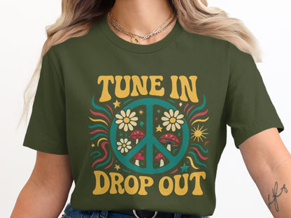 Tune In Drop Out Peace Sign Graphic Tee product type