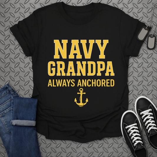 Navy Grandpa Always Anchored Graphic Tee