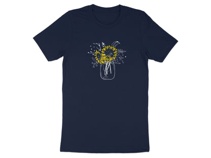 Sunflower Bouquet Design on Navy Blue T-shirt