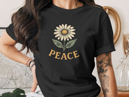 Peace Daisy Flower Graphic Tee Shirt product type