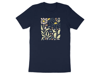 Graphic Tee with Floral Design and Navy Blue Product