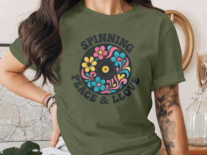 Spinning Peace and Love Graphic Tee Casual product