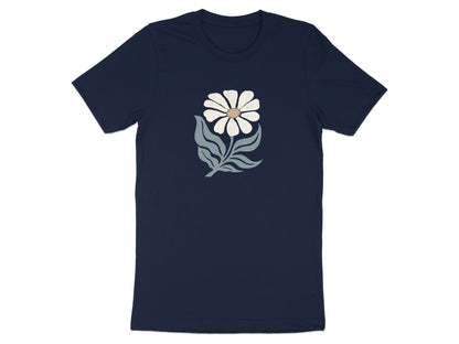 Floral White Daisy Design on Navy Blue Shirt product