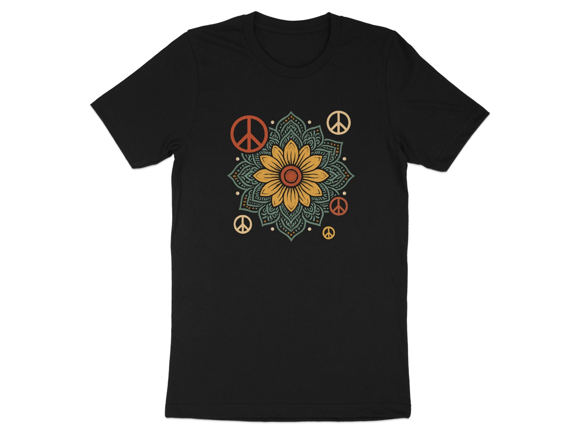 Colorful Peace Sign Mandala Graphic T-Shirt product type