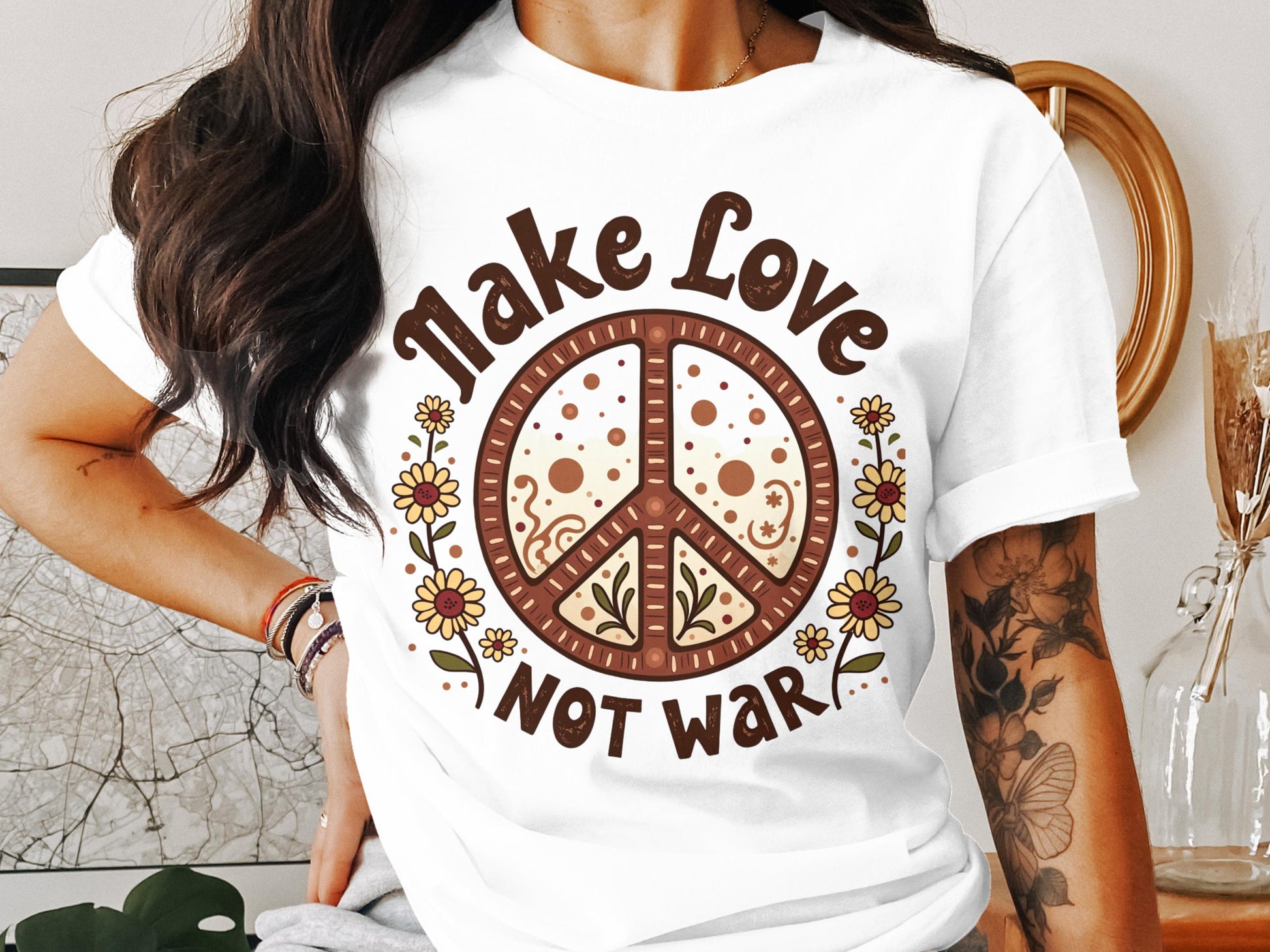 Make Love Not War Peace Sign Graphic Tee product