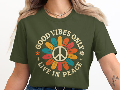 Good Vibes Only Live In Peace Graphic T-Shirt product type
