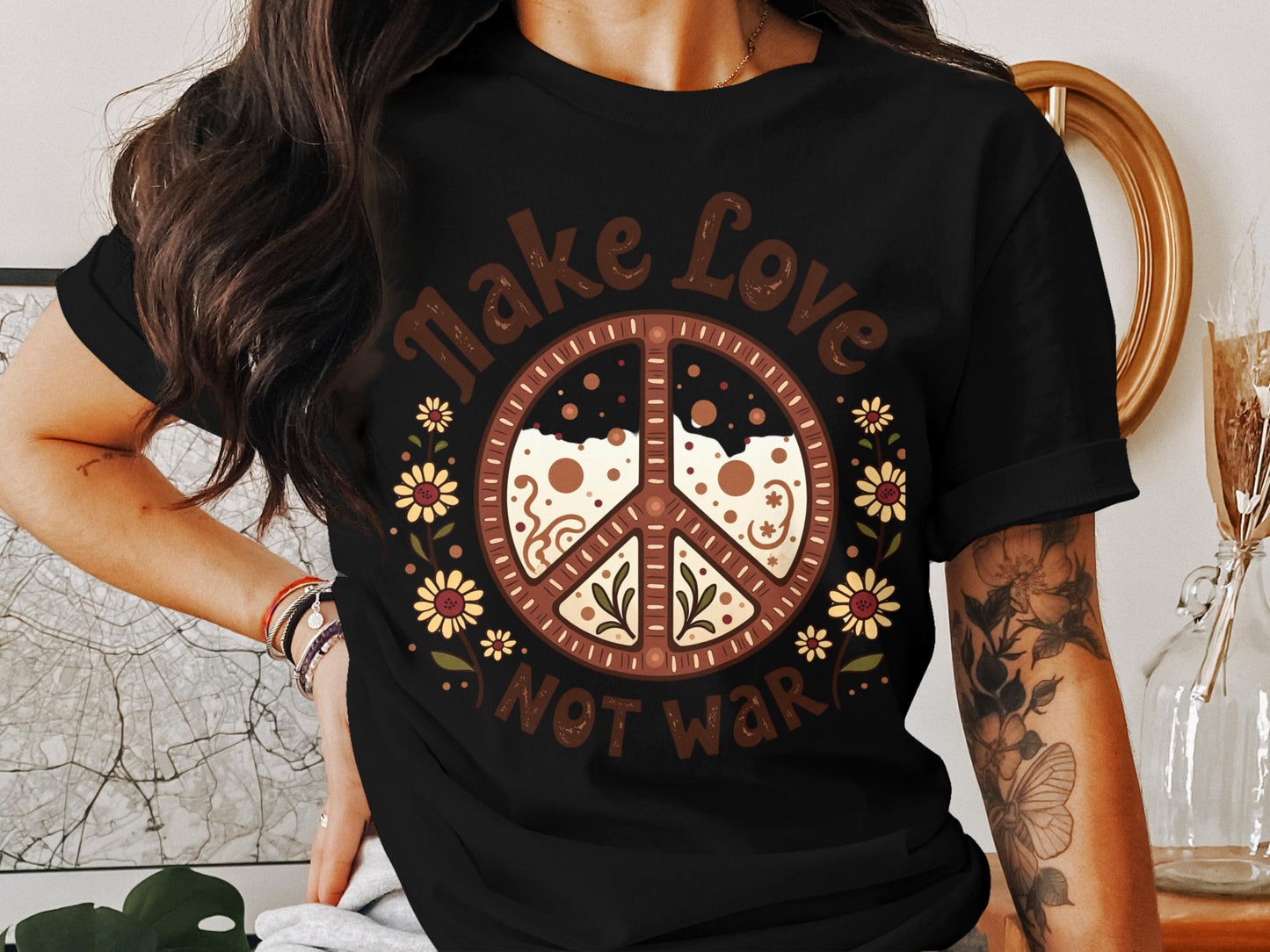 Unique Make Love Not War Design T-Shirt product