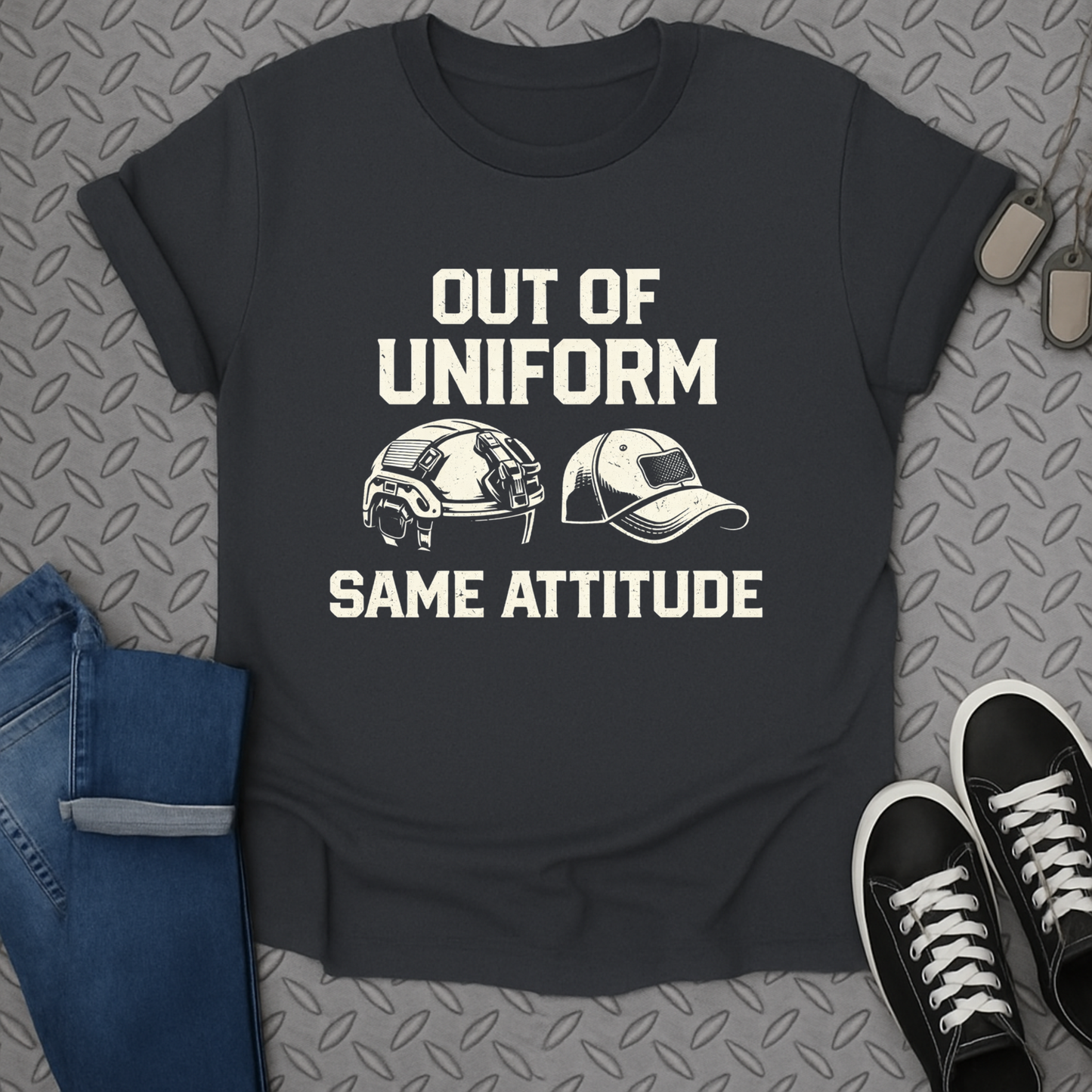 OUT OF UNIFORM SAME ATTITUDE Graphic T-shirt