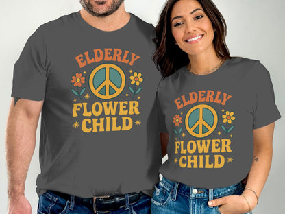 Elderly Flower Child Peace Symbol Graphic Shirt product