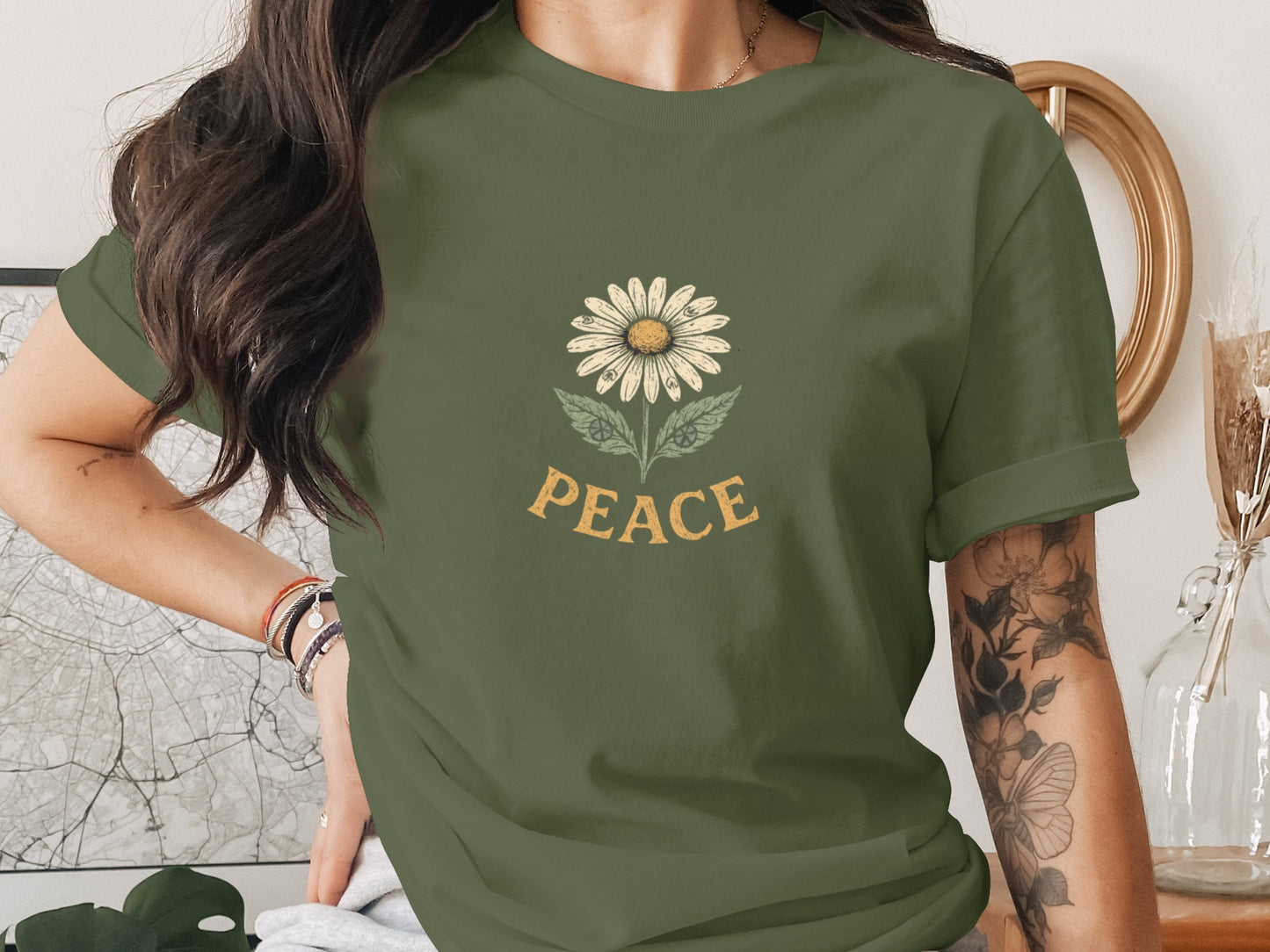 Peace Flower Graphic Women's T-Shirt Trendy Product