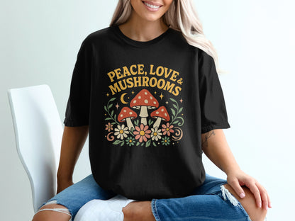 Peace Love Mushrooms Graphic Unisex T-Shirt product type