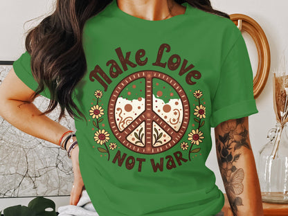 Make Love Not War Peace Sign Graphic Tee Shirt product