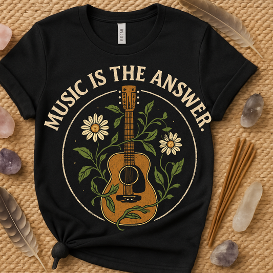 Music Is The Answer Guitar Graphic Tee product