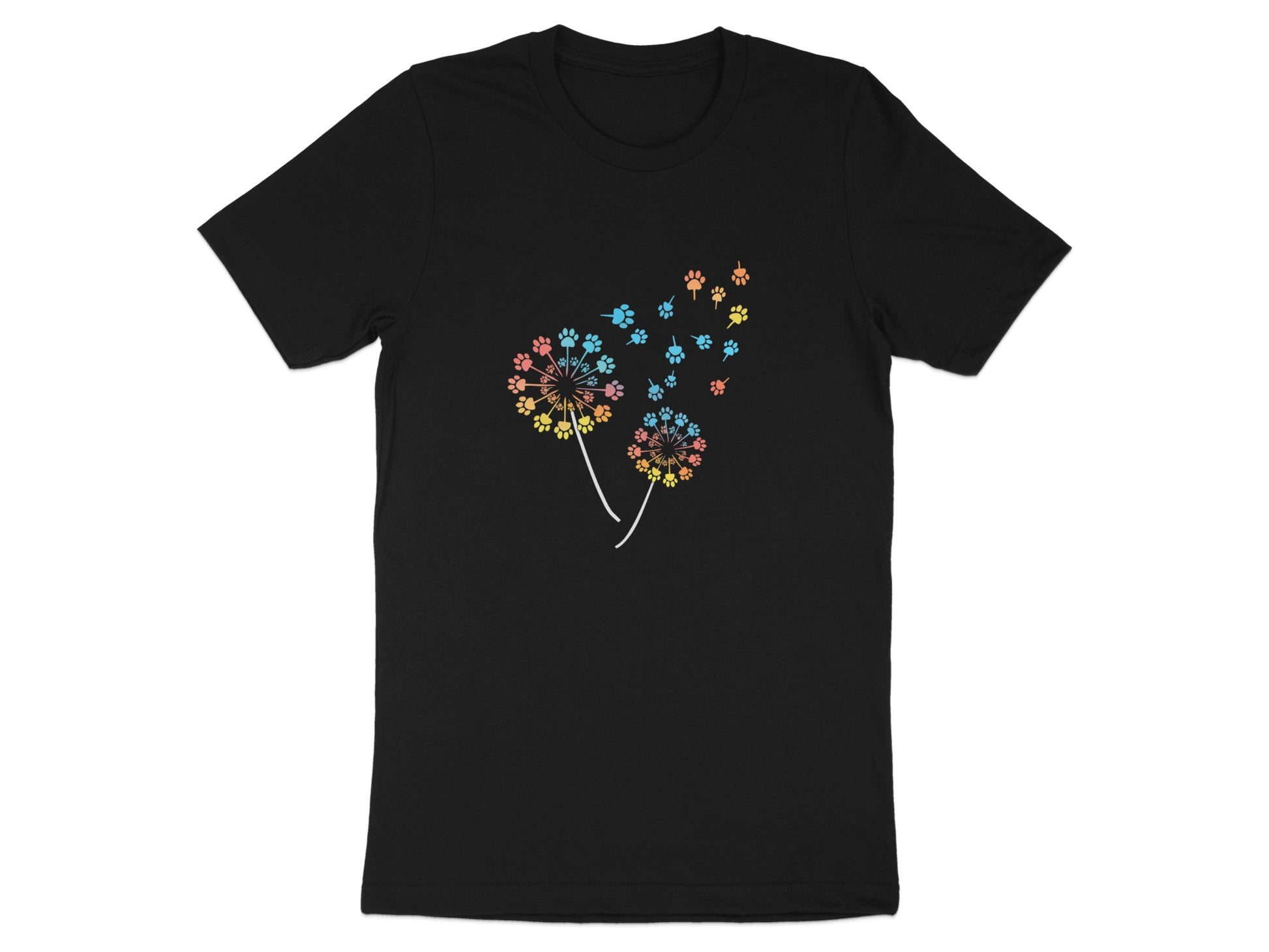 Colorful Paw Print Dandelion Design T-shirt product