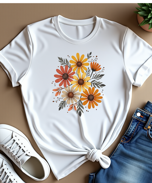 Boho Wildflowers, Flowers Shirt, Womens Graphic Tee, Floral Shirt, Nature Lover Gift, Botanical Shirt, Garment Dyed, Cottagecore Shirt
