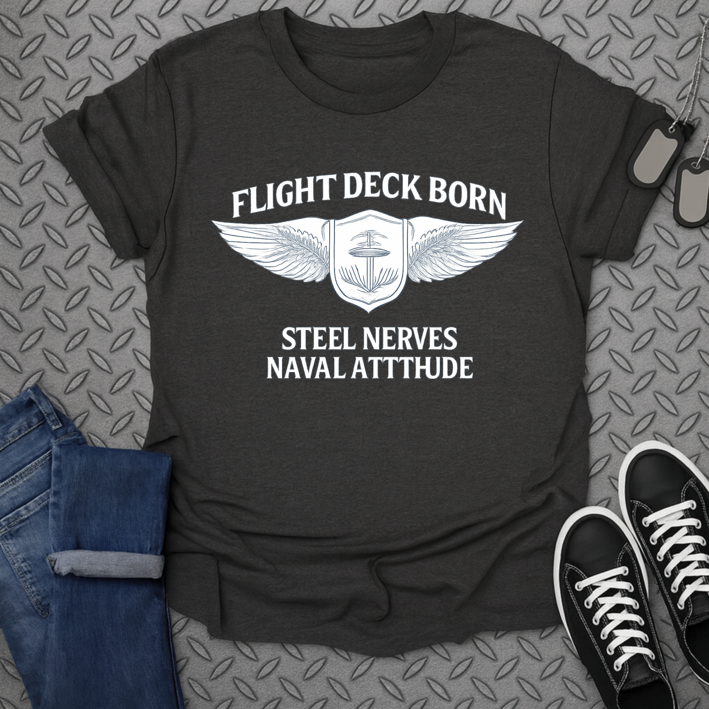 Flight Deck Born Steel Nerves Naval Attitude Shirt