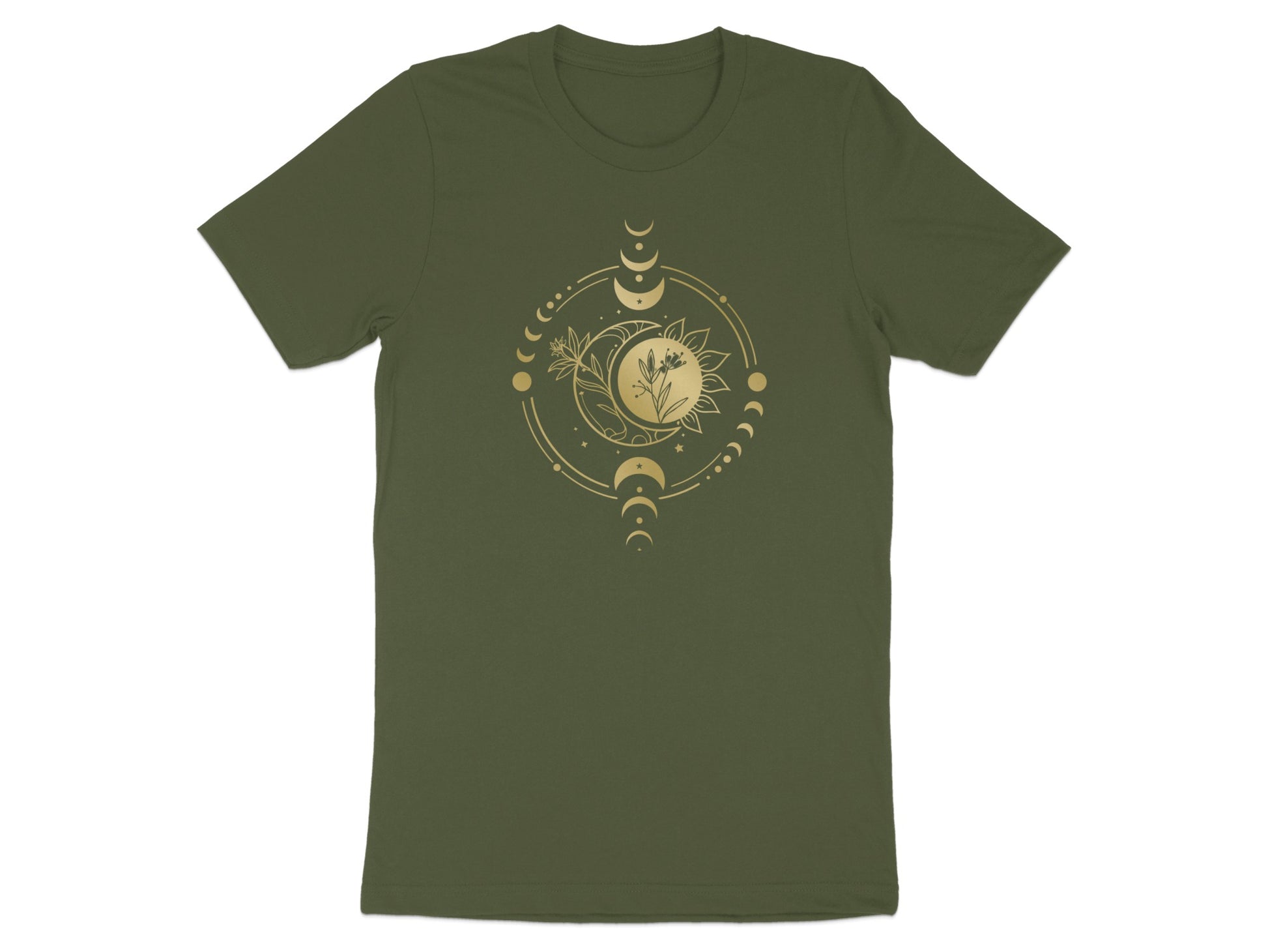 Lunar Phases with Floral Design Graphic T-Shirt product type