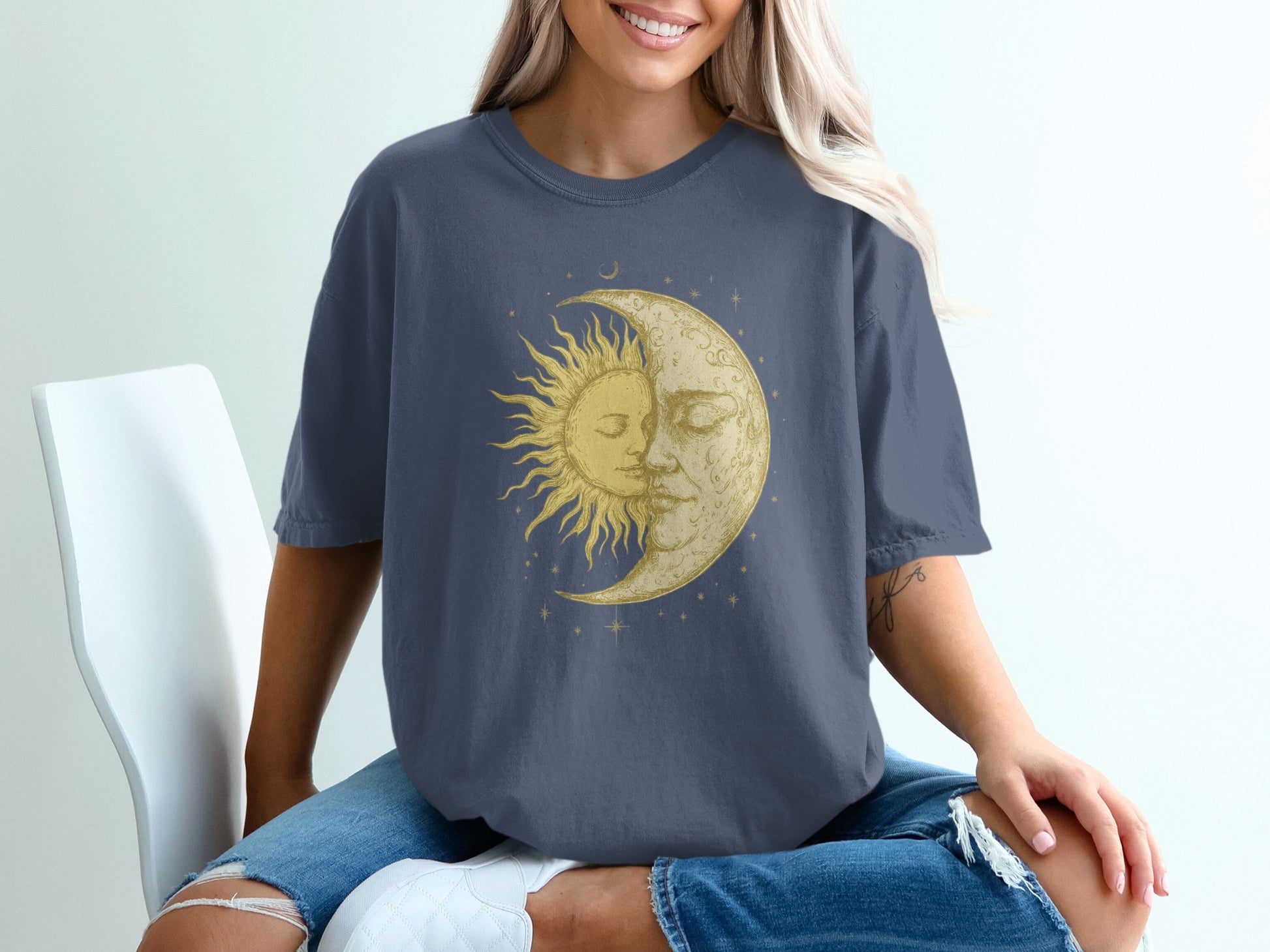 Celestial Sun and Moon Graphic Printed T-Shirt product