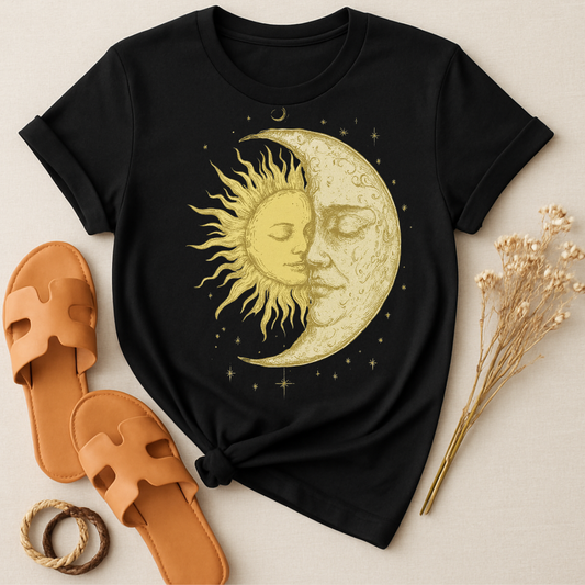 Sun and Moon Graphic Cotton Comfortable T-shirt product