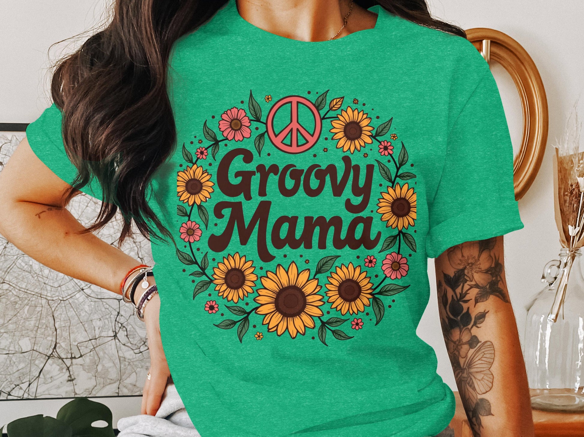 Groovy Mama Sunflower Peace Sign Graphic Tee product type