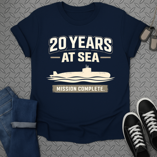 20 Years at Sea Mission Complete Submarine Shirt