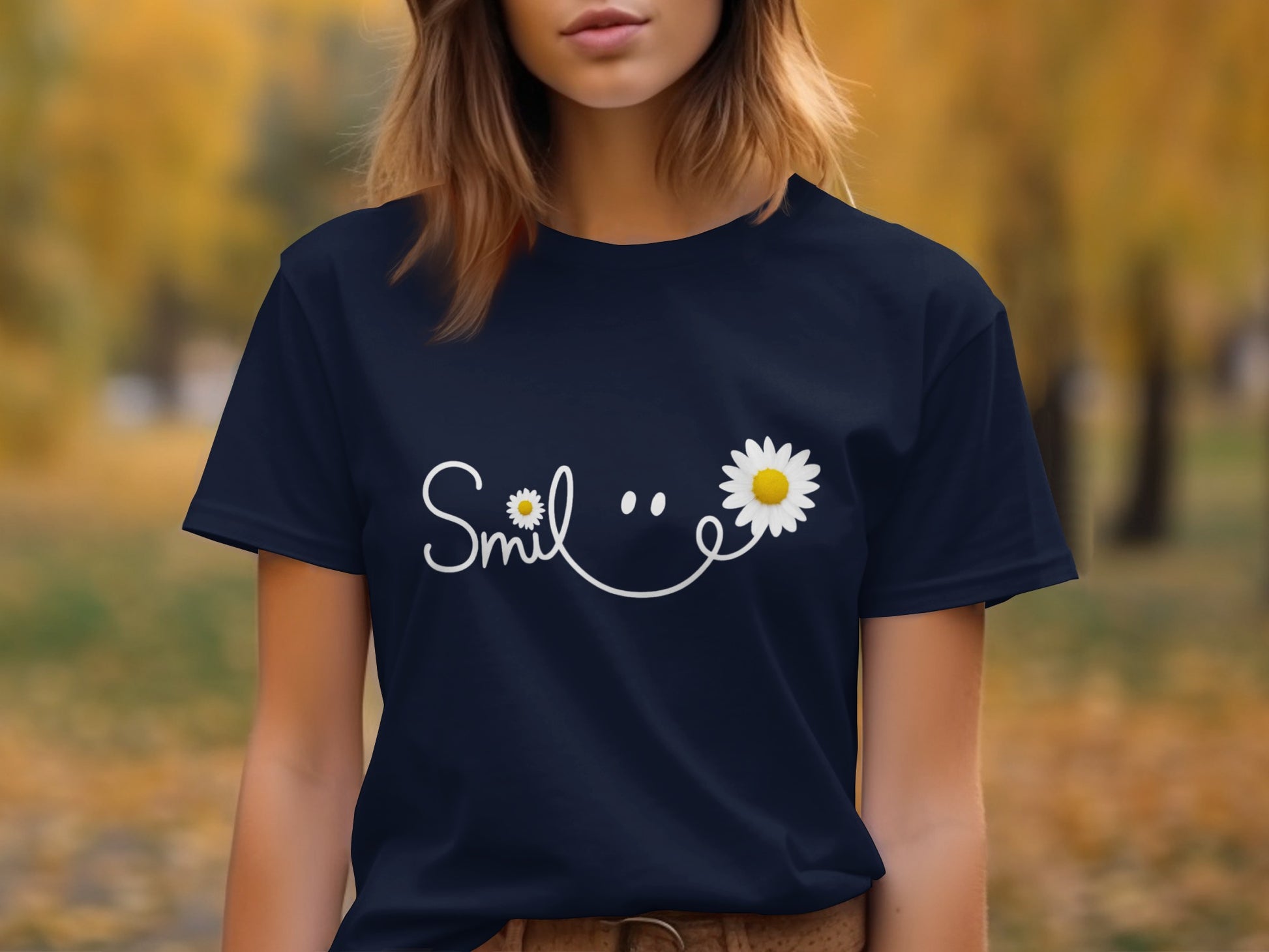 Smiley Face With Daisy Graphic T-shirt product type